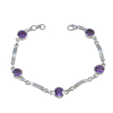 Yasmine Purple Gemstone Bracelet with Silver Accents Amethyst Purple